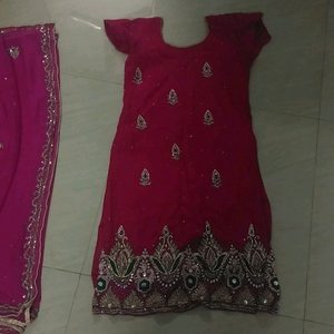 heavy work rani pink dress