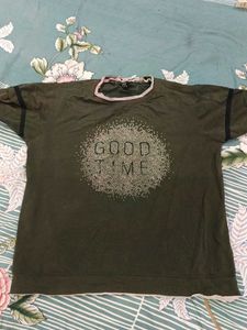 Olive Green Graphic T-SHIRT