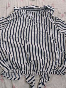 Zara Striped Tie-Front Blouse