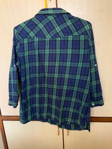BARE DENIM Blue Checked Cotton Shirt