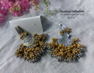 Dual tone Silver-Gold Ghungroo Jhumka Stud Earring