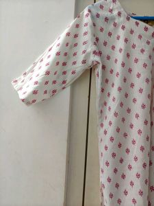 White And Pink Short Kurti For Daily Wear