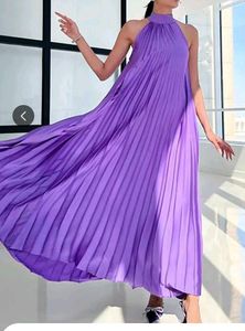 Elegant Purple Pleated Dress