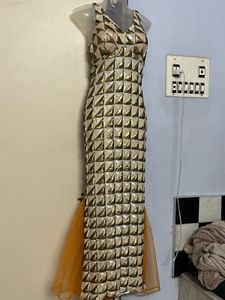 Pintrest Padded Golden Design Sequin Evening Gown