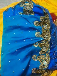 Elegant Blue Embellished Saree