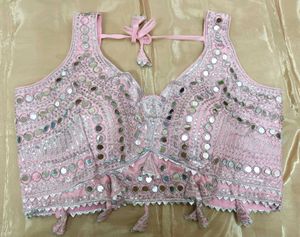 Pink Mirror And Sequins Work Blouse