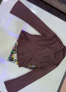 Chocolate Brown Striped Button-Up Shirt