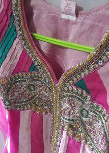 Pink Striped Indian Dress