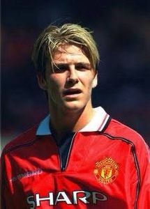 Beckham 1999 with Zip Man utd football jersey