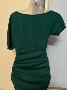 Pintrest Green Ruched Bodycon Dress
