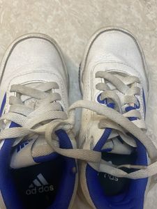 Adidas White &amp; Blue Sneakers