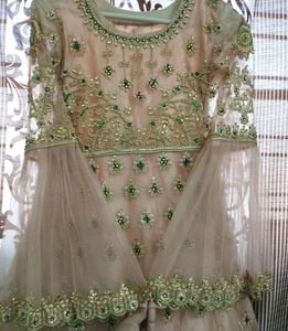 Bridal Designer Heavy Work Tail Cut Frock With Vel