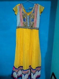 Yellow Embroidered Anarkali Dress