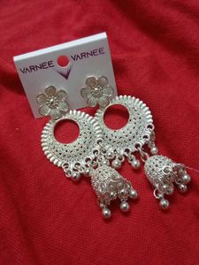Silver Tone Jhumka Earrings