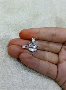 Lucky Silver Turtle Ring With Pink Eyes 🩷