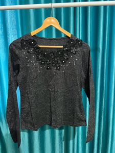 Black Lurex Knit Top
