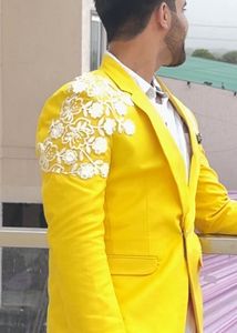 Yellow Floral Embroidered Blazer