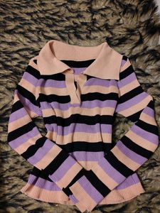 Striped Long Sleeve woollen top