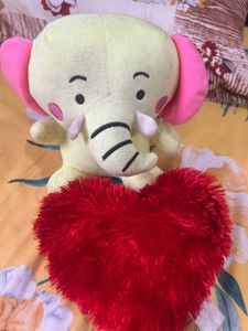Cute Elephant& Red Heart Soft Plush Toy