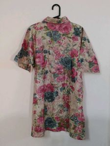 Floral Print Lace Trim Top