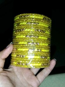 Yellow & Gold Sparkle Bangle Set
