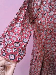 Printed Shirt Dress of maroon Ajrak