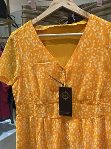 Yellow Floral Midi Dress