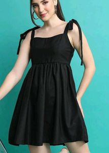 Cute Black Tie Strap Dress