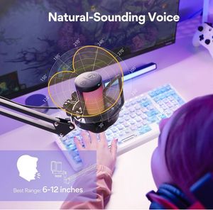 Condenser Mic with Boom Arm Quick Mute, RGB Light