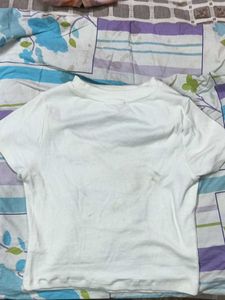 White Cut-Out Ribbed T-Shirt