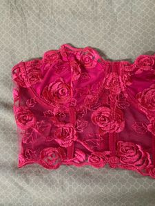 Urbanic Floral Lace Corset Tube Top