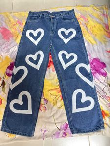 Heart Print Jeans