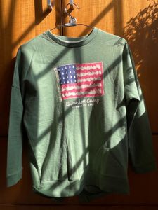 Olive Green American Flag Sweatshirt