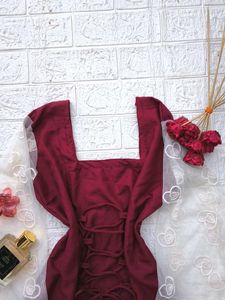 Corset Back Net Sleeves Kurti 🎀