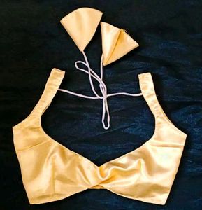 Satin Non Padded Strappy Deep neck Blouse