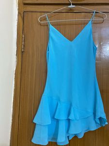 Aqua Blue Embellished top with cute bottom frill
