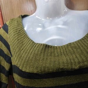 Striped Olive Green Sweater