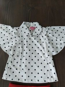 Girls Polka Dot Top &amp; Red Skirt