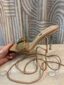 Biege Lace-up heels