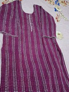Striped Kurta With Plazoo Wit Pocket