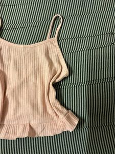 Ribbed Cami Top with Ruffle Hem