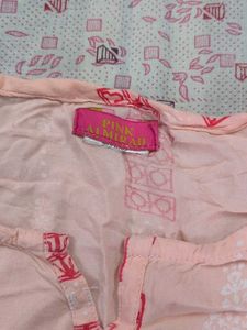 Peach Printed Short Kurta