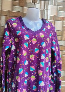 Purple Cupcake Print Long Sweater