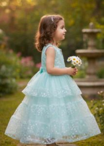 Cute Aqua Girls Party Dress
