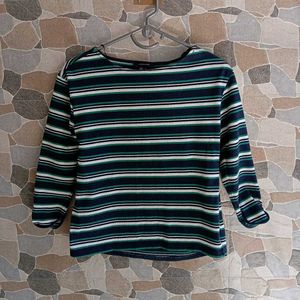 Classic Striped Boat Neck Long Sleeve Top