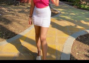 Ruched White Bandeau Skirt