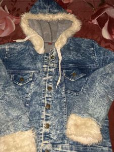 Denim Jacket with Fur Trim