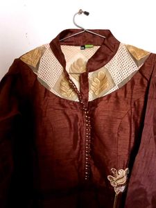 Brown Embroided Kurta