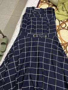 Navy & White Checked Dress