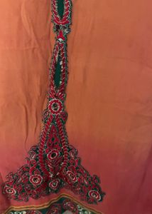 Orange Embellished Salwar Kameez with Vest